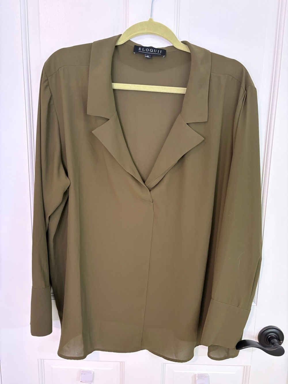 Eloquii Olive Relaxed Collar Button-Down Blouse